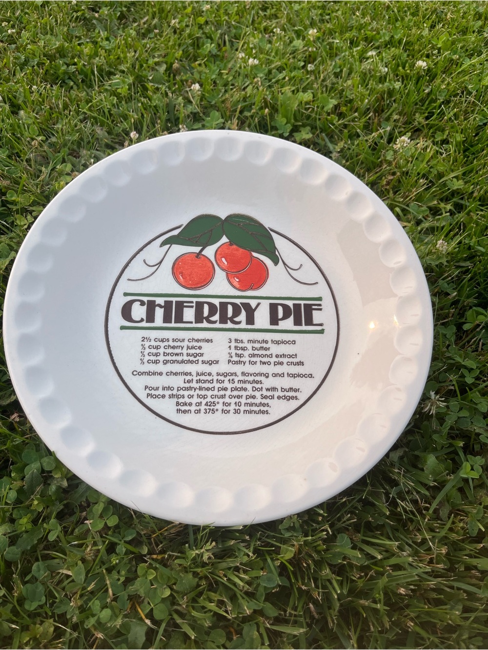Cherry Pie Ceramic Pie Plate with Cherry Graphic